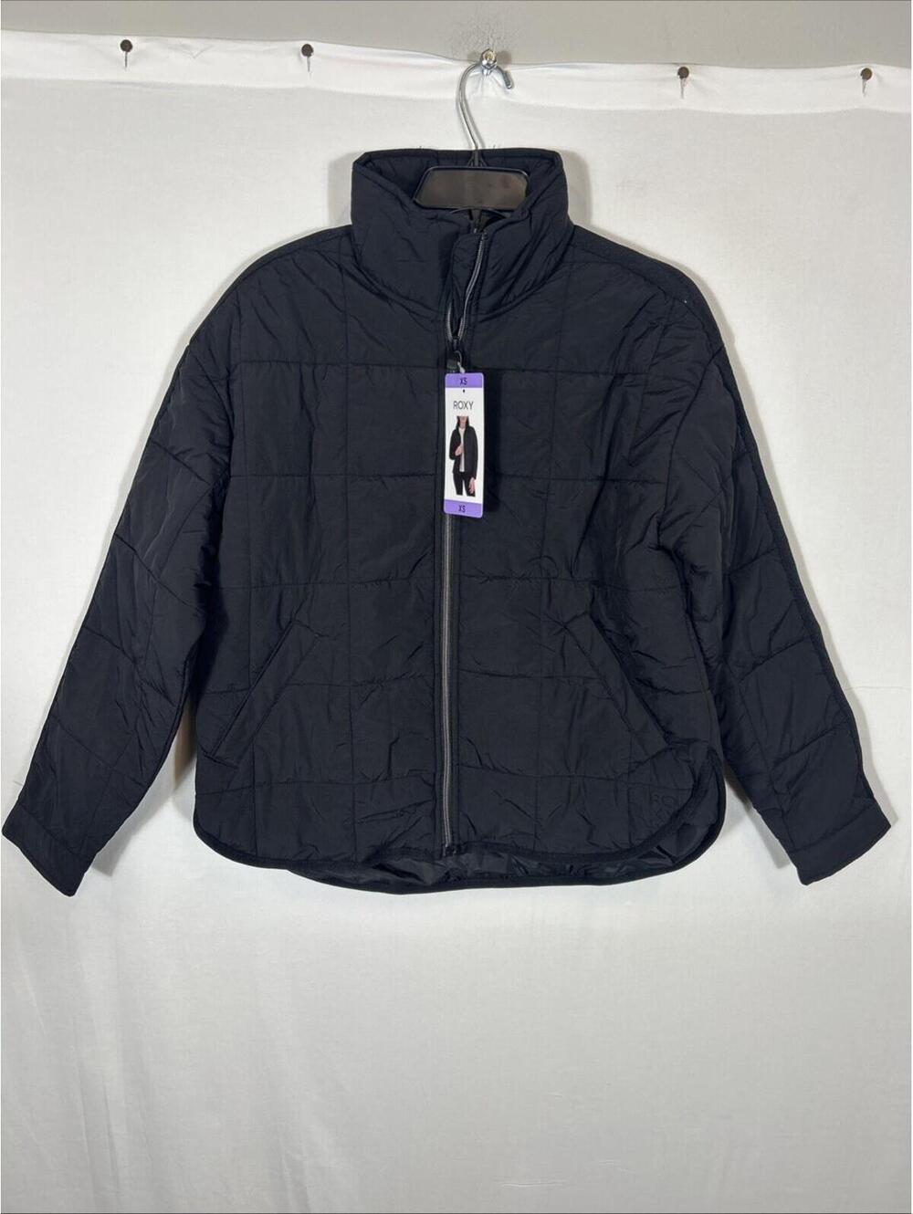 $198 XS NEW NWT Roxy Women's Quilted Jacket Coat BLACK Year Round Puffer
